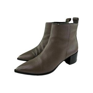 Everlane The Boss Taupe Pebbled Leather Boots US 8.5 Brown Side Zip Booties
